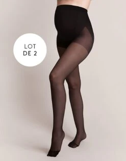 Seraphine Collants Grossesse 20D – Lot De 2, Noir
