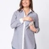 Seraphine Chemise En Coton Grossesse Et Allaitement à Rayures – Gris -Seraphine Akiva Stripe 01 V3