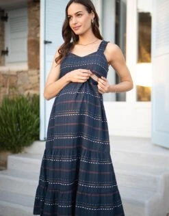 Seraphine Robe Mi-longue Grossesse Et Allaitement à Points Boho -Seraphine Alara Navy 03 V2