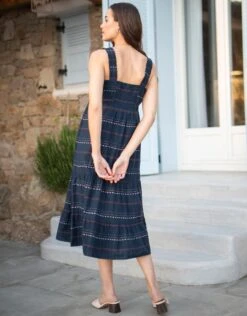 Seraphine Robe Mi-longue Grossesse Et Allaitement à Points Boho -Seraphine Alara Navy 05 V2