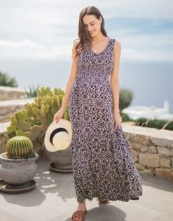 Seraphine Robe Longue Grossesse Et Allaitement En Jersey Boho -Seraphine Alena BlackEcru 05 V1