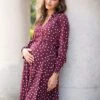 Seraphine Robe Chemise Grossesse Et Allaitement à Pois – Bordeaux -Seraphine Alessandra Burgundy 01 V1