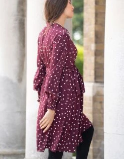 Seraphine Robe Chemise Grossesse Et Allaitement à Pois – Bordeaux -Seraphine Alessandra Burgundy 06 V1