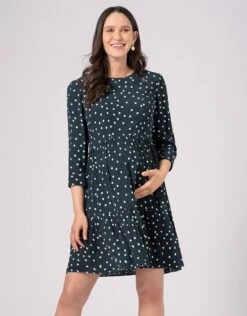 Seraphine Robe Grossesse Et Allaitement à Pois – Vert Foncé -Seraphine Alex TealDot 03 V7