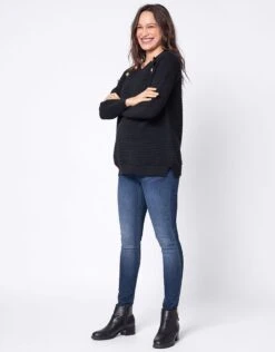 Seraphine Pull Grossesse Et Allaitement En Coton Côtelé – Noir -Seraphine Amalia Black 04 V3