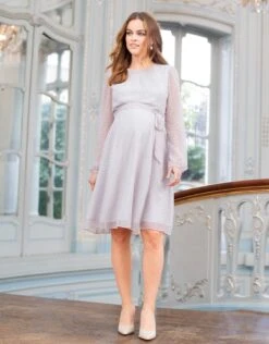 Seraphine Robe Grossesse En Mousseline Texturée -Seraphine Amara Taupe 03