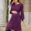 Seraphine Robe Grossesse Et Allaitement Manches Bouffantes – Prune -Seraphine Andrea Plum 01 V3