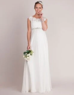 Seraphine Robe De Mariée Grossesse En Soie Et Dentelle - Ivoire