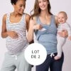 Seraphine Lot De Deux Débardeurs Essentiels De La Maternité à L'allaitement En Bleu Et à Rayures -Seraphine Aniza Stripe Blue Tiana 01 V4 FR