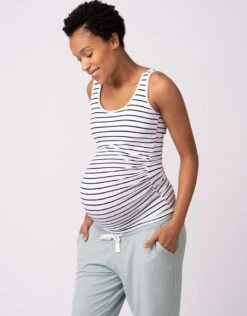 Seraphine Lot De Deux Débardeurs Essentiels De La Maternité à L'allaitement En Bleu Et à Rayures -Seraphine Aniza Stripe Blue Tiana 03 V4