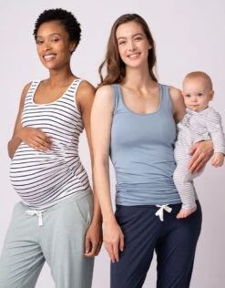 Seraphine Lot De Deux Débardeurs Essentiels De La Maternité à L'allaitement En Bleu Et à Rayures -Seraphine Aniza Stripe Blue Tiana 04 V4