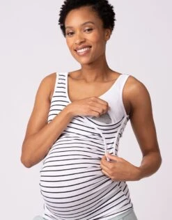 Seraphine Lot De Deux Débardeurs Essentiels De La Maternité à L'allaitement En Bleu Et à Rayures -Seraphine Aniza Stripe Blue Tiana 05 V4