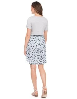 Seraphine Robe Grossesse Et Allaitement Haut En Coton Fleurie- Gris Chiné/ Bleu -Seraphine Antonietta GreyMarl 05 V3