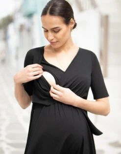 Seraphine Robe Grossesse Et Allaitement Effet Cache-cœur Noire -Seraphine Anya Black 03 V3
