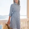 Seraphine Robe Chemise Grossesse Et Allaitement En Coton Et Tencel -Seraphine Ariadne Bluestripe 01 V3