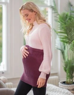 Seraphine Pull Grossesse Et Allaitement En Coton Rose Pâle Et Bordeaux