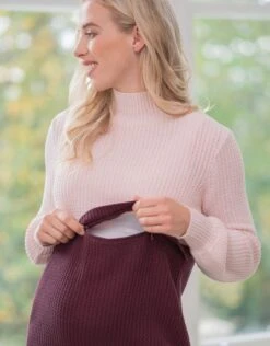 Seraphine Pull Grossesse Et Allaitement En Coton Rose Pâle Et Bordeaux -Seraphine Ashlyn Blush 03 V2