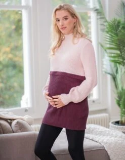Seraphine Pull Grossesse Et Allaitement En Coton Rose Pâle Et Bordeaux -Seraphine Ashlyn Blush 05 V2