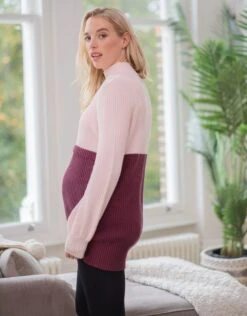 Seraphine Pull Grossesse Et Allaitement En Coton Rose Pâle Et Bordeaux -Seraphine Ashlyn Blush 06 V2
