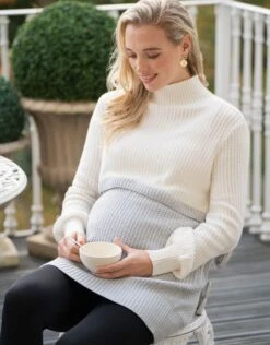 Seraphine Pull Grossesse Et Allaitement En Coton, Crème Et Gris -Seraphine Ashlyn Grey 05 V1