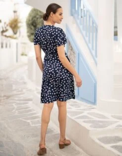 Seraphine Robe Grossesse Portefeuille à Fleurs – Bleu Marine -Seraphine Atara Navy 06 V3