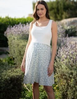 Seraphine Robe Grossesse Et Allaitement Bi-matière – Blanc/Vert Sauge -Seraphine Atisha Sage 03 V3