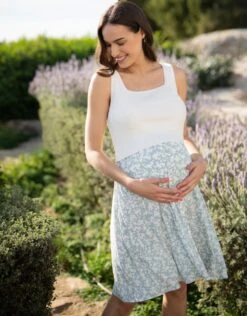 Seraphine Robe Grossesse Et Allaitement Bi-matière – Blanc/Vert Sauge -Seraphine Atisha Sage 04 V3