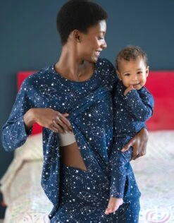 Seraphine Pyjamas Mama Et Mini En Coton – Bleu Marine -Seraphine Aurora NavyPrint V3 03