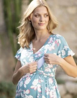 Seraphine Robe Longue De Grossesse Et D'allaitement à Imprimé Floral -Seraphine Avia Sage 06 V2