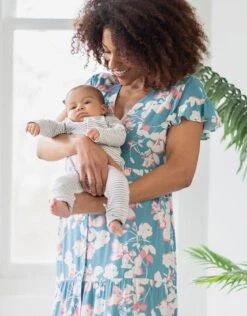 Seraphine Robe Longue De Grossesse Et D'allaitement à Imprimé Floral -Seraphine Avia Sage 07 V2