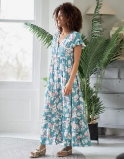 Seraphine Robe Longue De Grossesse Et D'allaitement à Imprimé Floral -Seraphine Avia Sage 08 V2