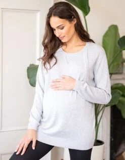 Seraphine Pull Grossesse Et Allaitement En Coton Mélangé – Gris Clair -Seraphine BERTA GREY 04 V2