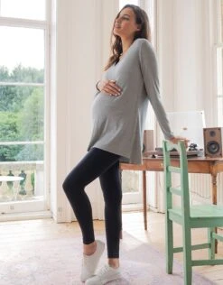 Seraphine Haut Grossesse Et Allaitement En Maille Côtelé – Gris Chiné -Seraphine Babby Grey 04 V6