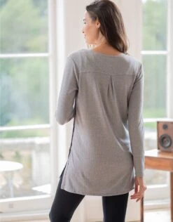 Seraphine Haut Grossesse Et Allaitement En Maille Côtelé – Gris Chiné -Seraphine Babby Grey 06 V6