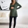 Seraphine Top De Grossesse Et D'allaitement En Jersey Côtelé à Manches Longues - Kaki -Seraphine Babby Khaki 01