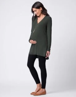 Seraphine Top De Grossesse Et D'allaitement En Jersey Côtelé à Manches Longues - Kaki -Seraphine Babby Khaki 05