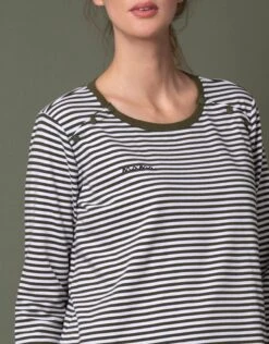 Seraphine Haut Grossesse Et Allaitement à Rayures 'Mama' – Kaki -Seraphine Ballantine GreenWht V4 05