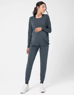 Seraphine Haut Loungewear Grossesse Et Allaitement – Gris Foncé -Seraphine Barbel Charcoal 03