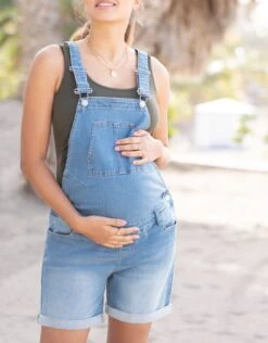 Seraphine Salopette Short Grossesse En Jean En Coton -Seraphine Beck Lightblu 04 V2