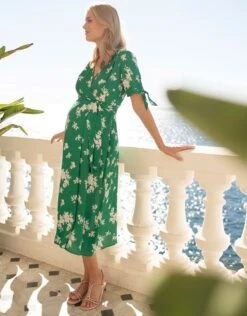 Seraphine Robe Grossesse Midi – Vert -Seraphine Bessie GreenFloral 03 V2