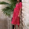 Seraphine Robe Grossesse Midi Rouge -Seraphine Bessie Red 01 V5