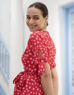 Seraphine Robe Grossesse Midi Rouge -Seraphine Bessie Red 05 V5