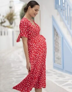 Seraphine Robe Grossesse Midi Rouge -Seraphine Bessie Red 06 V5