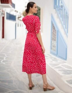 Seraphine Robe Grossesse Midi Rouge -Seraphine Bessie Red 07 V5