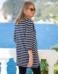 Seraphine Robe De Grossesse Et D'allaitement En Coton à Rayures Nautiques -Seraphine Bethan NavyStripe 05