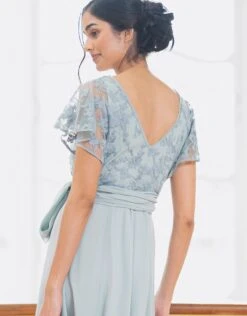 Seraphine Robe De Mariée De Grossesse Et D'allaitement En Mousseline De Soie Et Dentelle - Vert Sauge -Seraphine Bianca Sage 08 V3