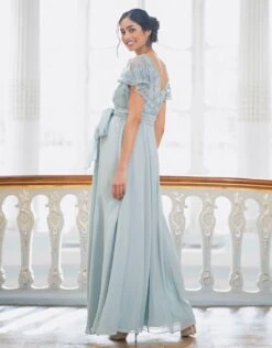 Seraphine Robe De Mariée De Grossesse Et D'allaitement En Mousseline De Soie Et Dentelle - Vert Sauge -Seraphine Bianca Sage 09 V3