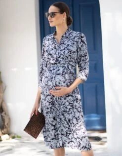 Seraphine Robe Chemise Grossesse Et Allaitement Tissée Bleue -Seraphine Bless BlueBlack 04 V2