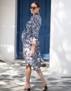 Seraphine Robe Chemise Grossesse Et Allaitement Tissée Bleue -Seraphine Bless BlueBlack 05 V2