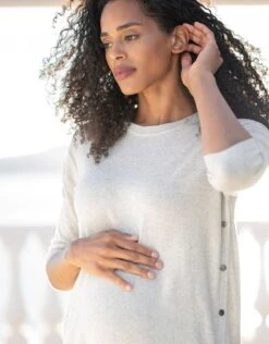Seraphine Pull De Grossesse Et D'allaitement En Coton - Gris Chiné -Seraphine Bliss Grey 04 V2